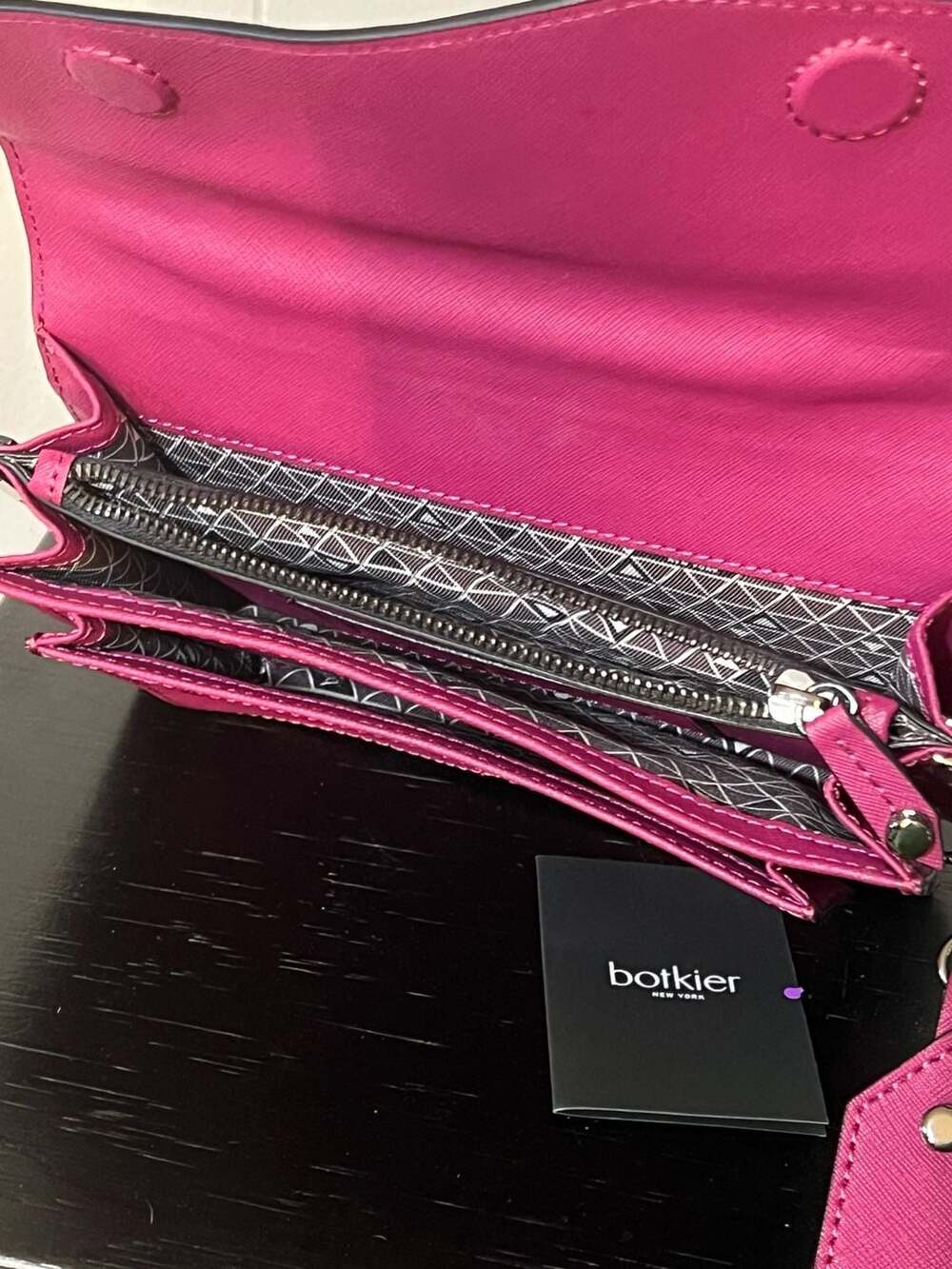 Botkier Cobble Hill Crossbody Magnetic Flap Bag in Fuchsia Pink Saffiano Leather - Picture 4 of 9